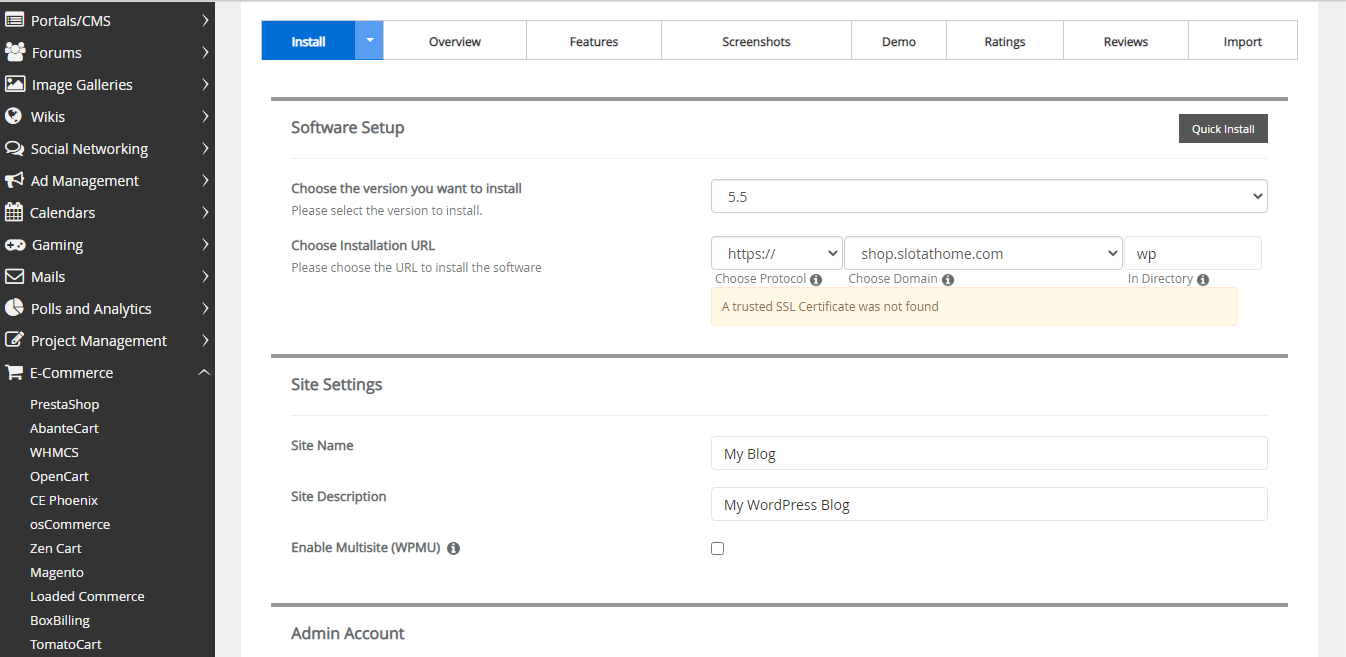 WordPress Installation page 2