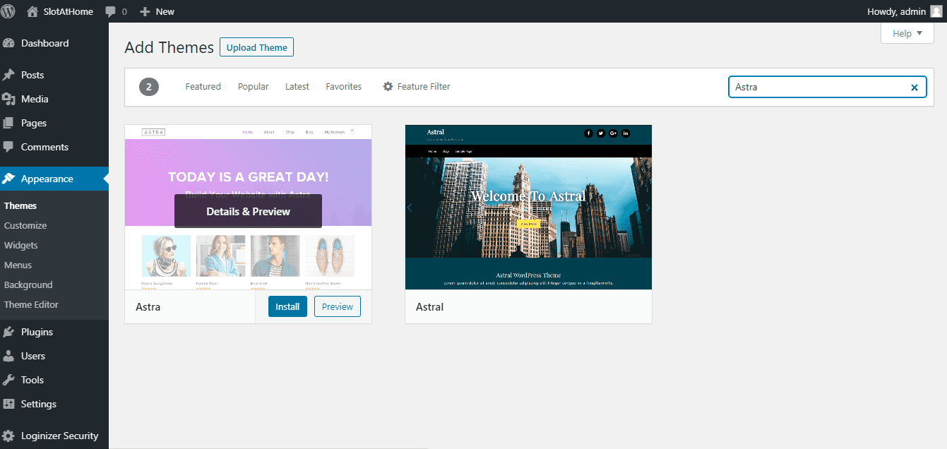 WordPress Astra template