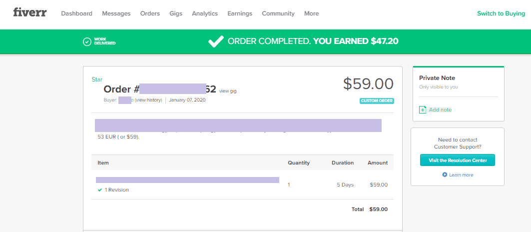 Fiverr payment