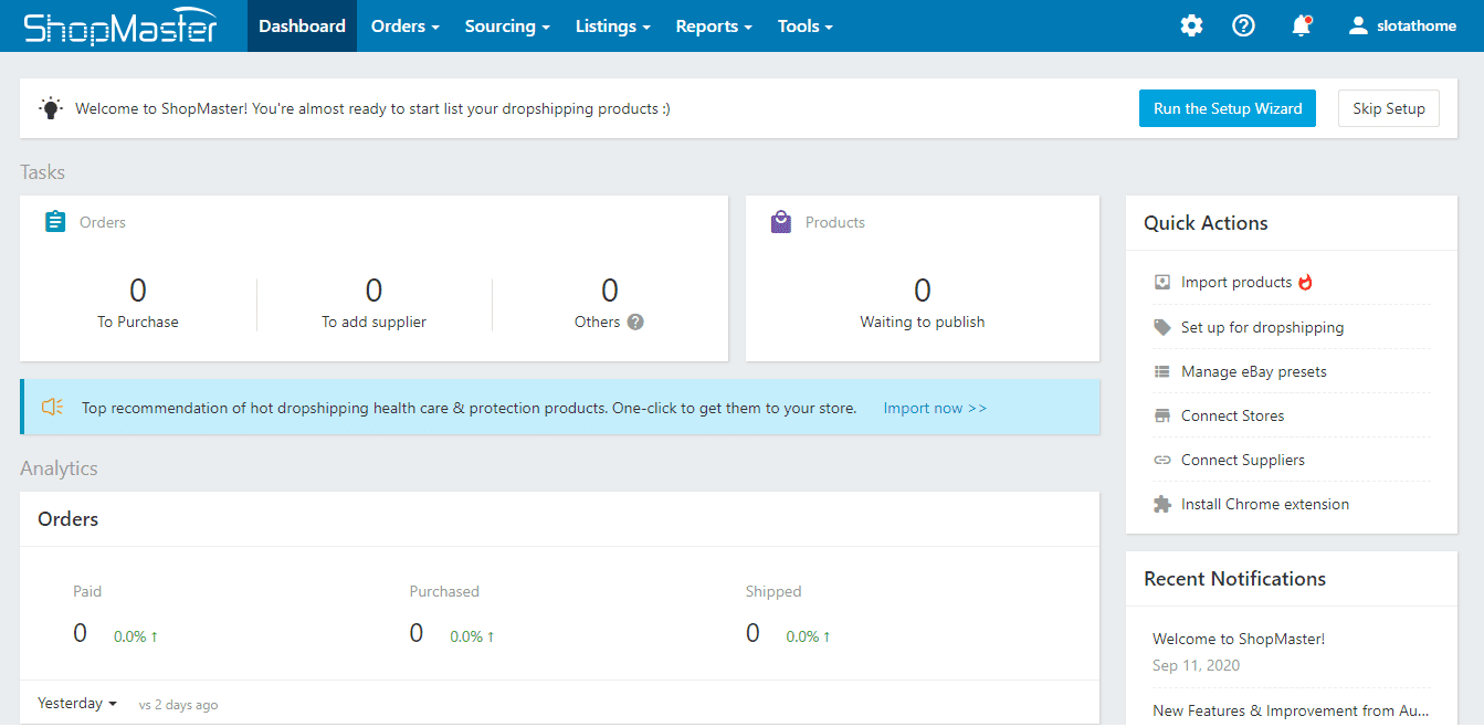ShopMaster Dashboard page