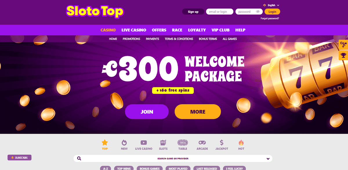 SlotoTop Casino main screenshot